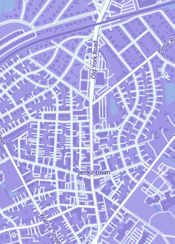 Street map around 7th Dimension Games, 491 York Rd, Jenkintown, PA