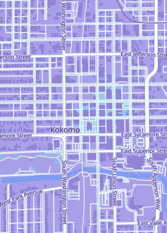 Street map around Ac Tcg, 126 W Walnut St, Kokomo, IN