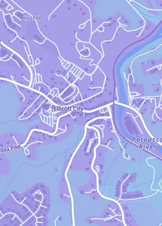 Street map around All Time Toys, Ellicott City