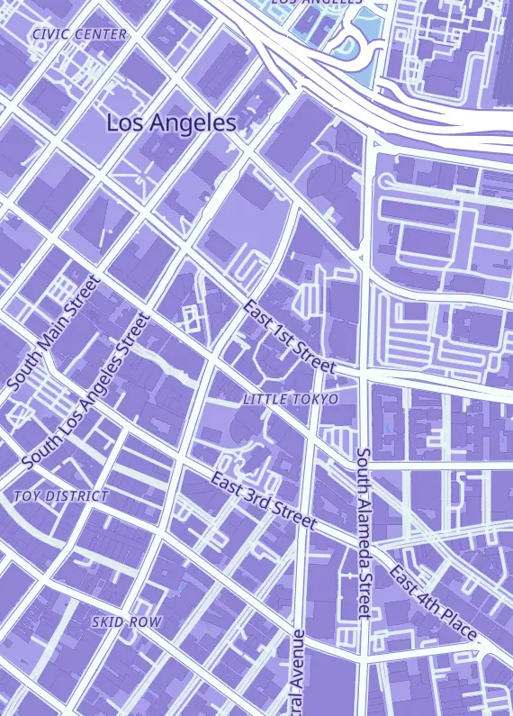 Street map around Anime Jungle 2nd, 325 E 1st St, Los Angeles, CA