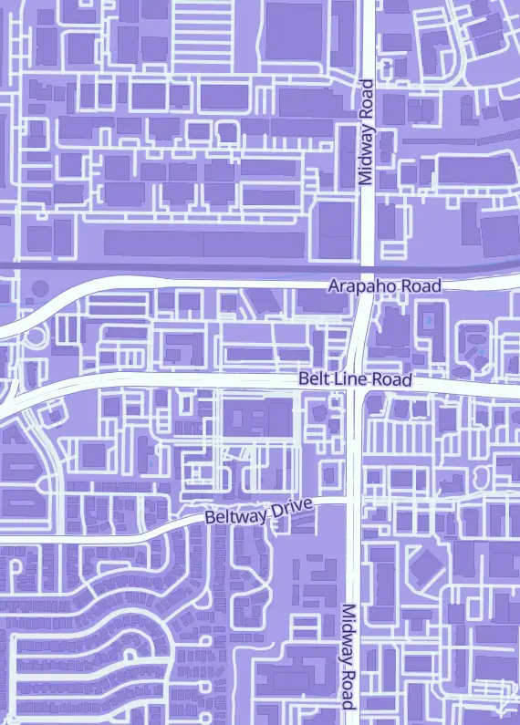 Street map around Anime Pop, 4135 Belt Line Rd #118, Addison, TX
