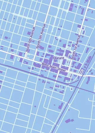 Street map around Annex Games, Durant