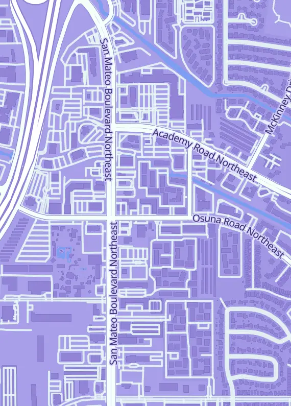 Street map around Archie's Audio Books & Cards, 5505 Osuna Rd NE, Albuquerque, NM
