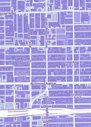 Street map around Asgard Games, Houston