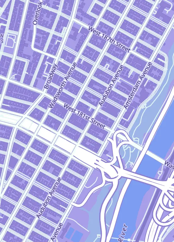 Street map around Astro Game, 544 W 181st St, New York, NY