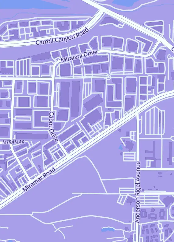 Street map around At Ease Games, 8400 Miramar Rd, San Diego, CA