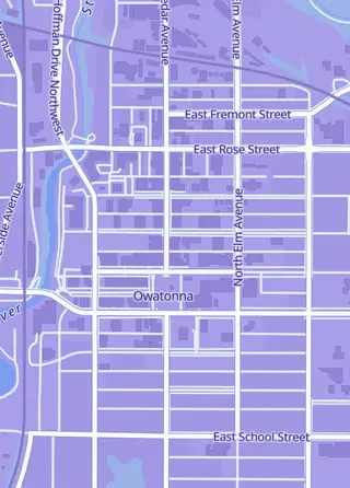 Street map around Atlantis Hobby Owatonna, Owatonna