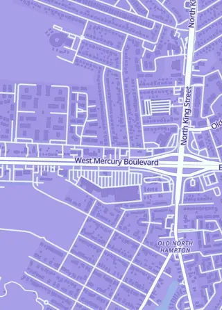 Street map around Atomic Comics Emporium, Hampton