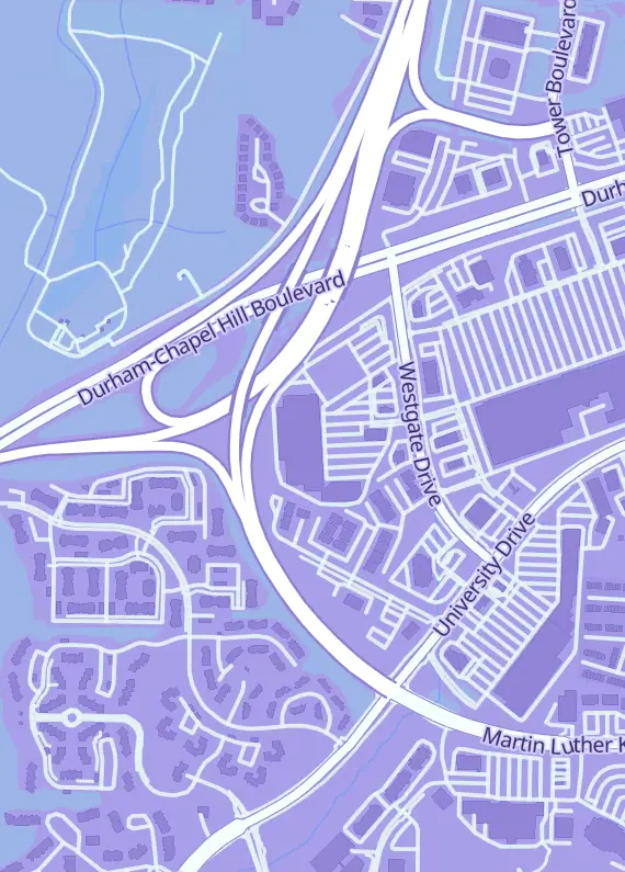 Street map around Atomic Empire, 3400 Westgate Dr #14b, Durham, NC