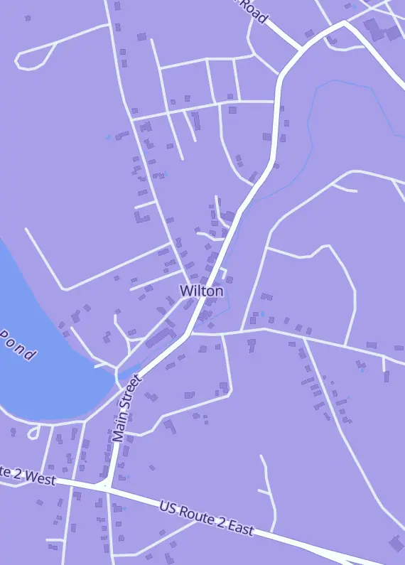 Street map around B and J comics, 346 Main St, Wilton, ME