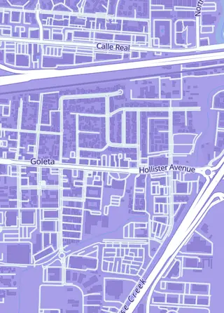 Street map around BAM Cards, Goleta