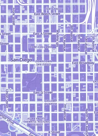 Street map around Bards and Cards, San Diego