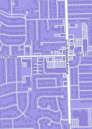 Street map around Baseball Dreams & Memories, Palos Heights