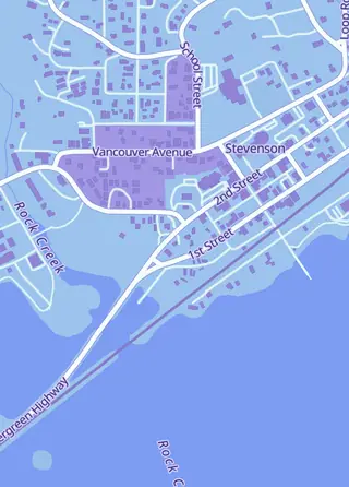 Street map around BatCave of The Gorge, Stevenson