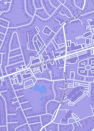 Street map around Battlegrounds Gaming, Norwalk