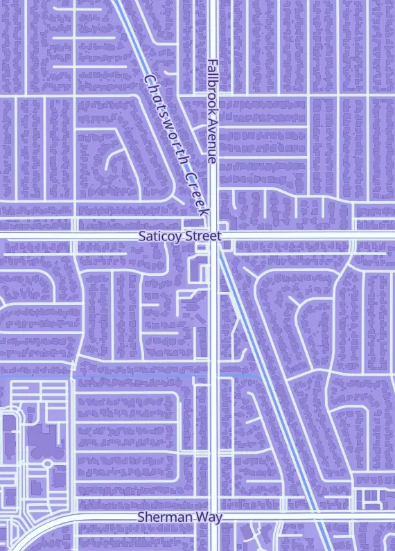 Street map around BGE's Tabletop, 7517 Fallbrook Ave, Los Angeles, CA