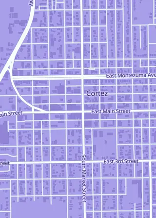 Street map around Bitterblossom Games, Cortez