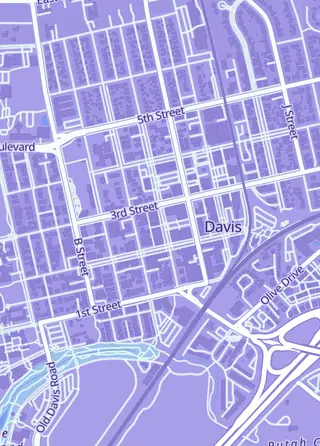 Street map around Bizarro World, Davis