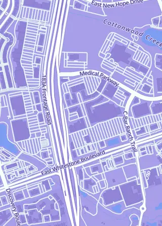Street map around Black Castle Gamez, Cedar Park