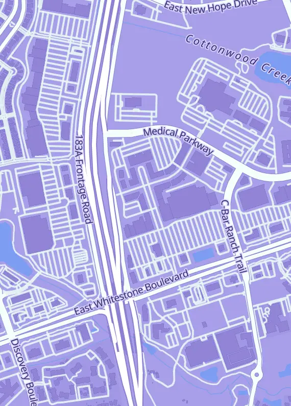 Street map around Black Castle Gamez, 1335 E Whitestone Blvd #300, Cedar Park, TX
