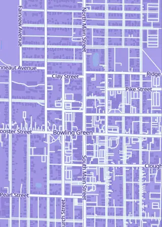 Street map around Black Swamp Games, Bowling Green