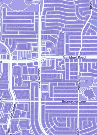 Street map around Boardwalk Games, Dallas