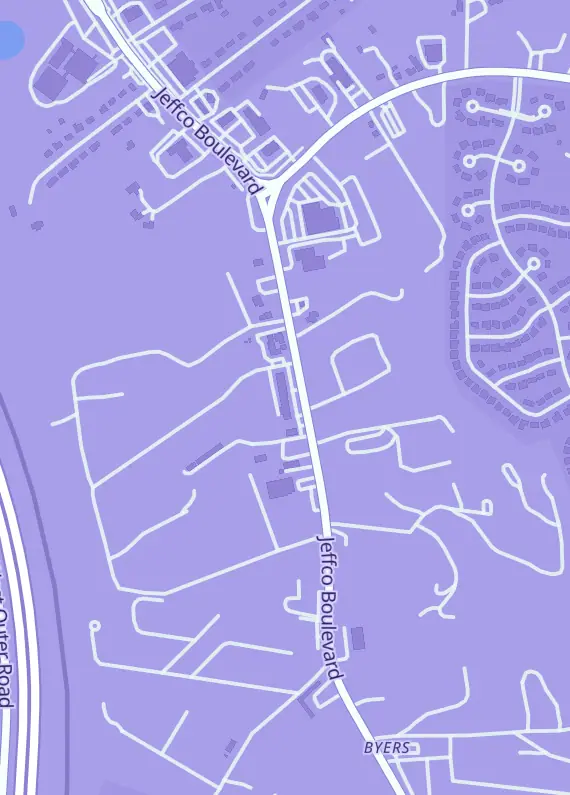 Street map around Bodach's Games, 9 Village Plz, Arnold, MO