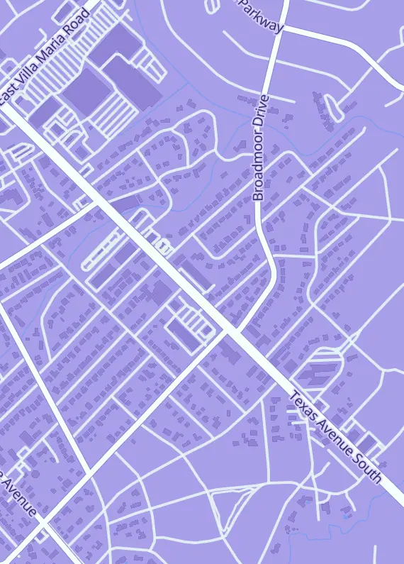 Street map around Brazos Valley Hobby & Games, 3601 Texas Ave, Bryan, TX