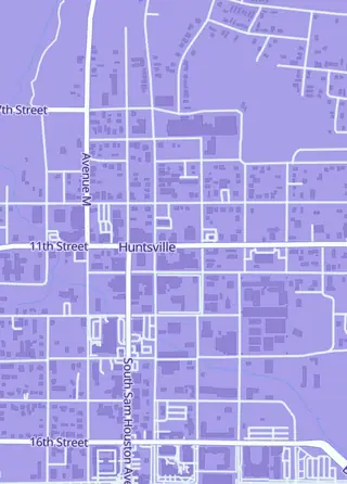 Street map around Bricks & Heroes, Huntsville