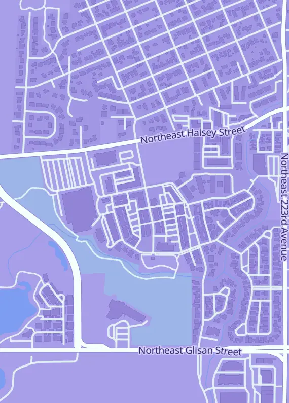 Street map around Bridge City Hobbies, 1535 NE Village St, Fairview, OR