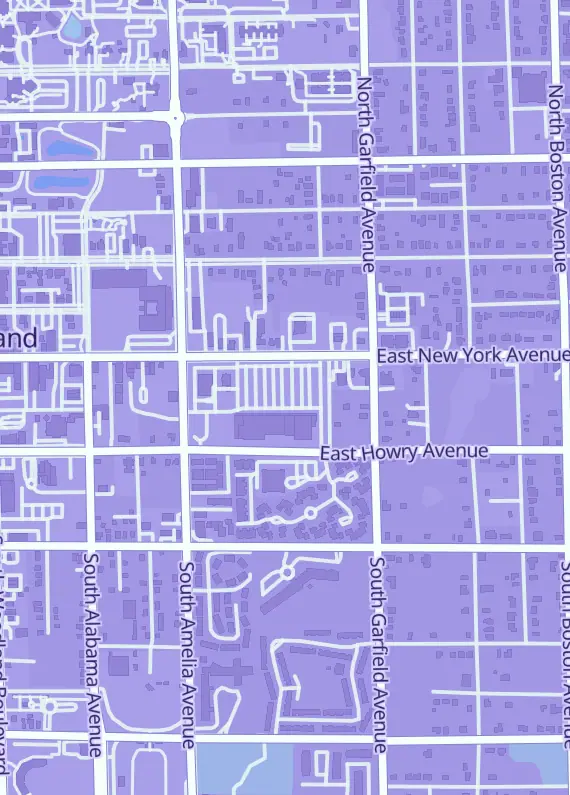 Street map around Bsp Games, 342B E New York Ave, Deland, FL