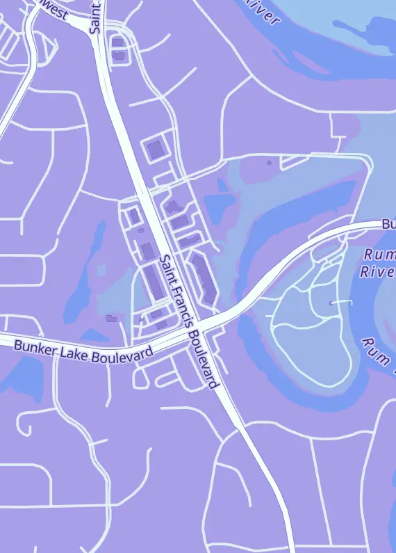 Street map around Bunker Gaming, 14041 St Francis Blvd NW, Ramsey, MN