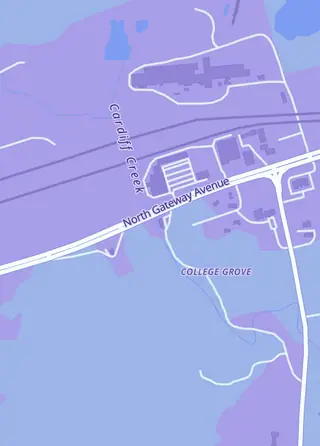 Street map around Card King, Rockwood