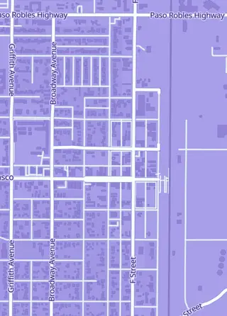 Street map around Cardboard House, Wasco