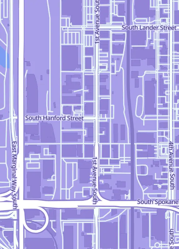 Street map around Cardceus, 3201 1st Ave S Ste 103, Seattle, WA