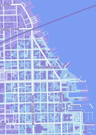 Street map around Cardrade, Havre de Grace
