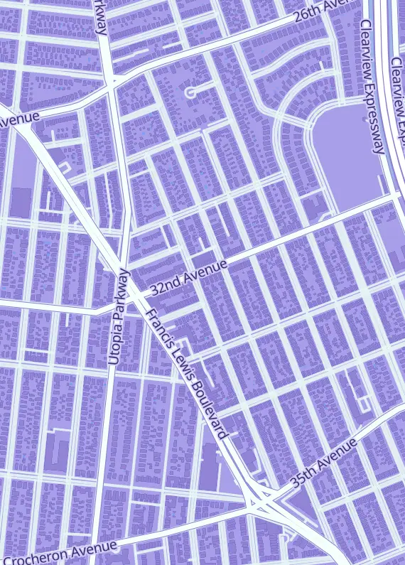 Street map around Cards Corner, 199-02 32nd Ave, New York, NY