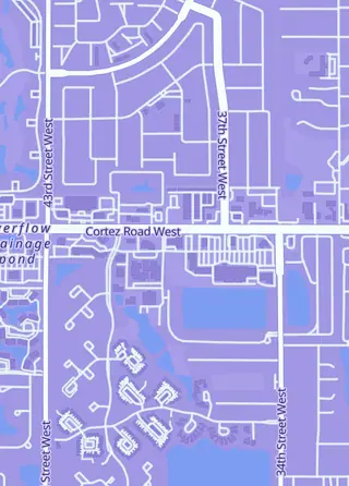 Street map around Cardvark Games, Bradenton