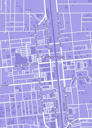 Street map around Castle Perilous Games and Books, Carbondale