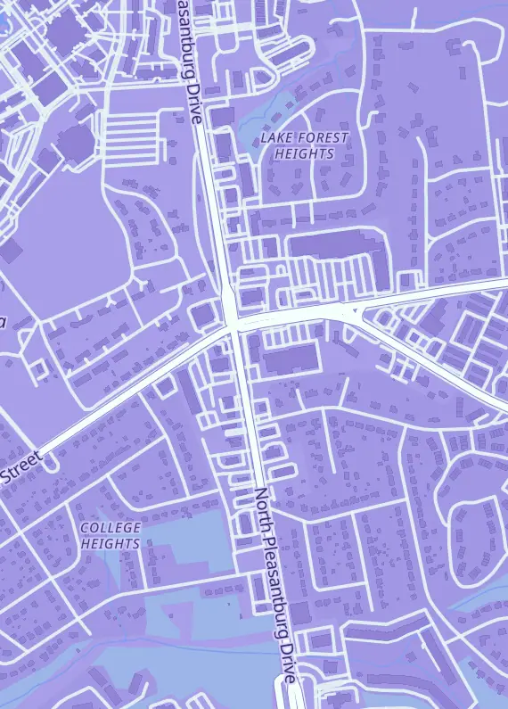 Street map around Catch 'Em All Cards Collectibles & More, 1038 N Pleasantburg Dr, Greenville, SC