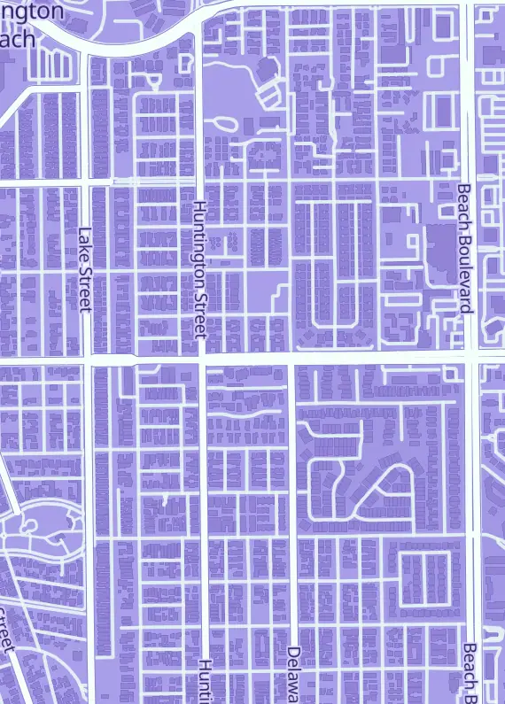 Street map around CCA Universe, Huntington Beach, CA