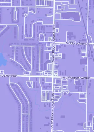Street map around Chaos Games, Lowell
