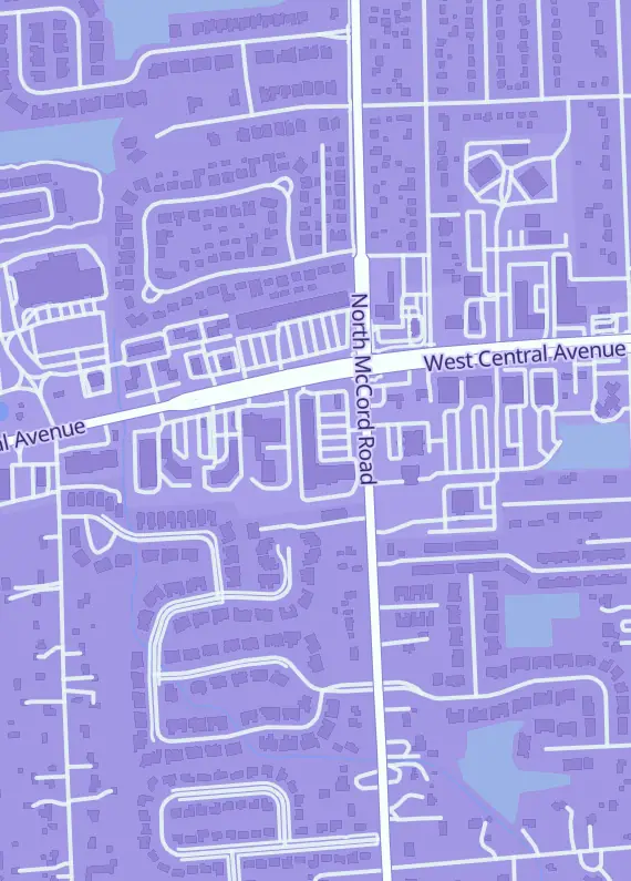 Street map around Checkmate Games and Hobbies, 6725 Central Ave L, Toledo, OH