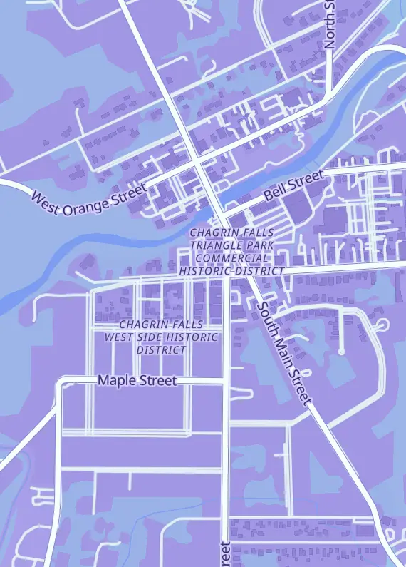 Street map around Chief Wahoo Sportscards, Chagrin Falls, OH