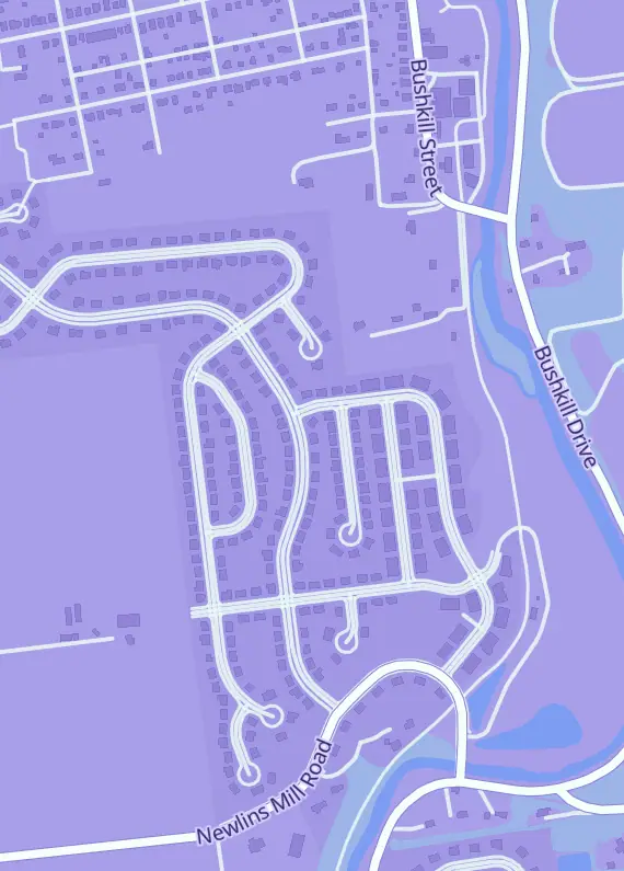 Street map around Cloud City Games, 119 Palmer Park Mall, Easton, PA