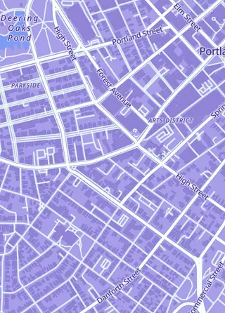 Street map around Coast City Comics, Portland
