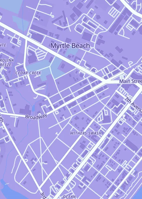 Street map around Coastal Sports Cards, 411 Broadway St, Myrtle Beach, SC