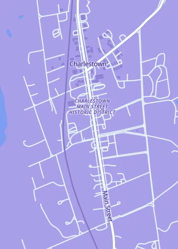 Street map around Cobb Co Arena Games, 200 Main St, Charlestown, NH