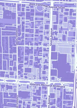 Street map around Coliseum Card Company, Metairie