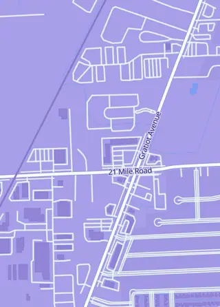 Street map around Collector's Arena, Chesterfield Township